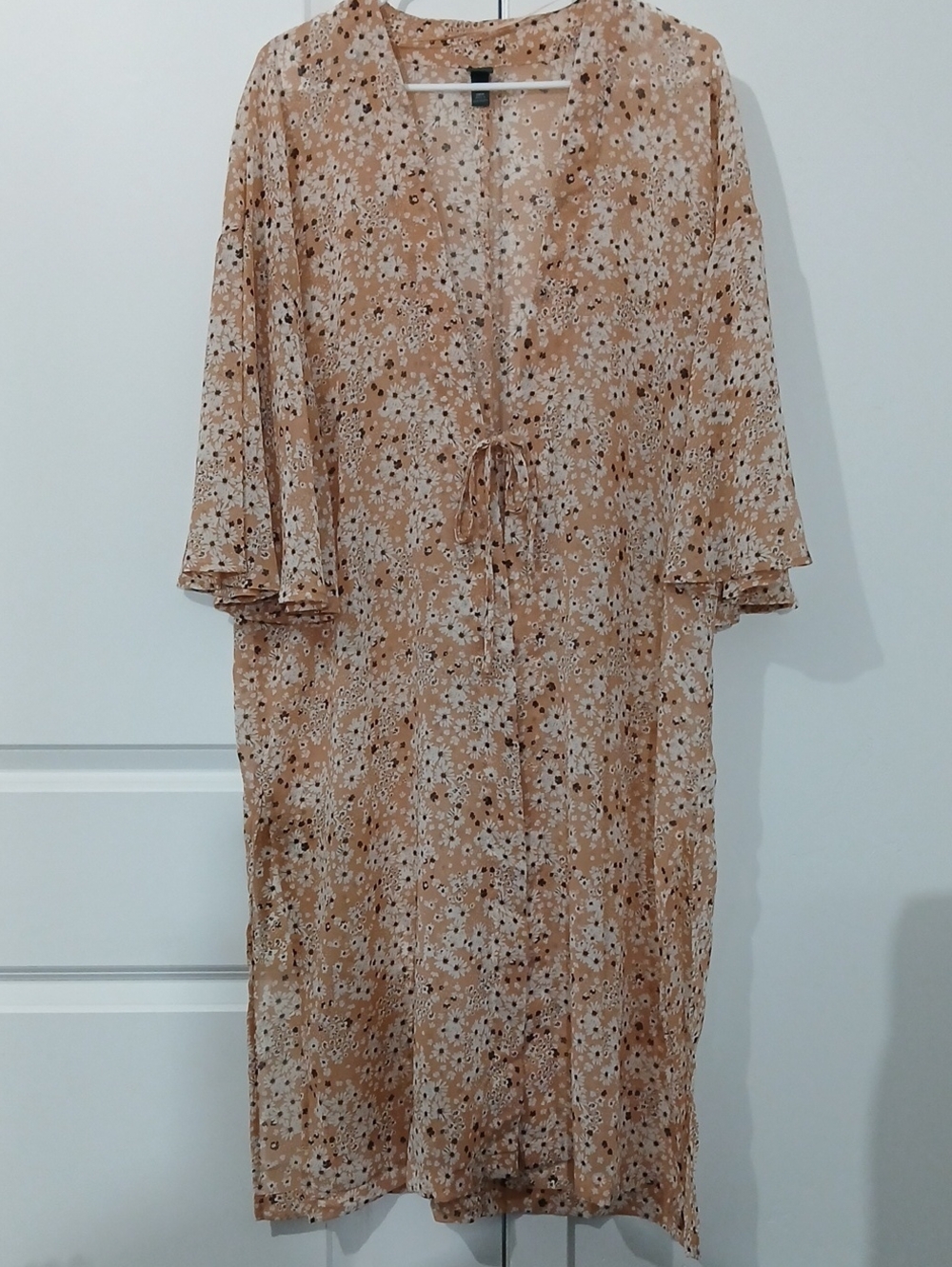 wild fable Beige Floral Tie-Front Duster